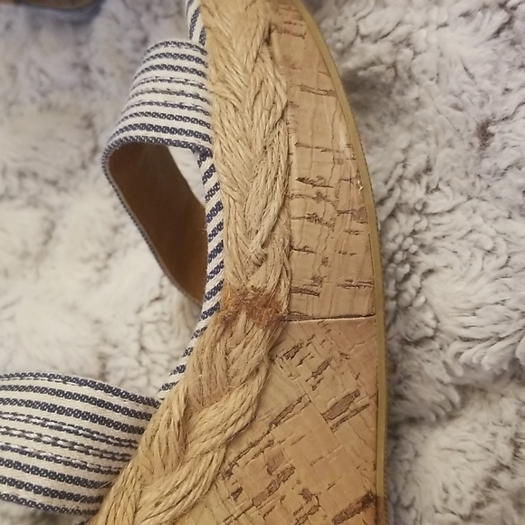 Blue and White Striped Cork Wedges - Picture 6 of 7